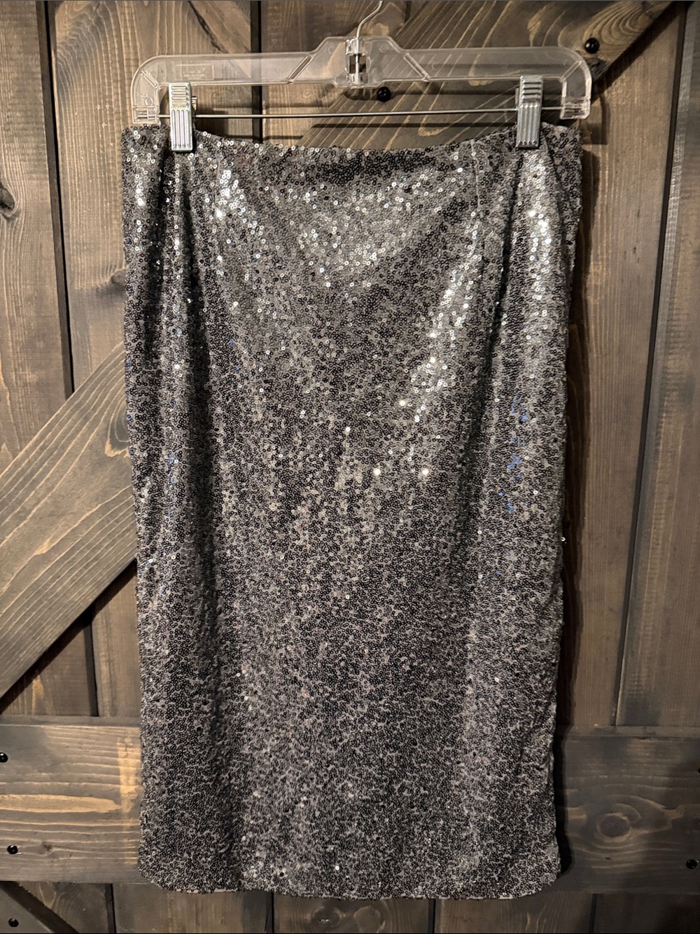 Hayden Silver Sequin Pencil Midi Skirt - Picture 5 of 8